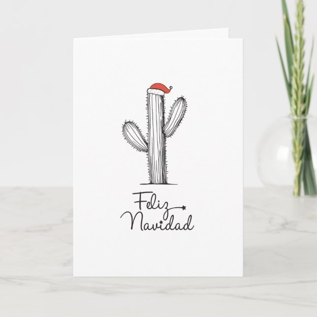 Feliz Navidad Cactus Christmas Card (Front)