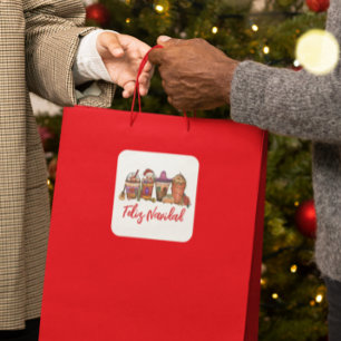 Feliz Navidad Cactus Christmas Drinks Coffee  Square Sticker