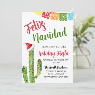Feliz Navidad Cactus Christmas Holiday Fiesta Invitation