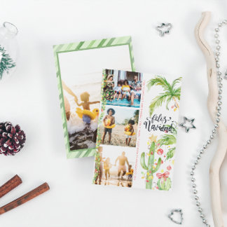 Feliz Navidad | Cactus Christmas Photo Collage Holiday Card