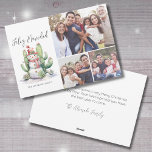 Feliz Navidad Cactus Photo Christmas Holiday Card<br><div class="desc">Horizontal Feliz Navidad Cactus Snowman Photo Christmas Holiday Card. Add a festive twist to your holiday greetings with this whimsical design featuring a watercolor cactus snowman surrounded by green cacti and succulents, all decked out in colorful holiday lights. The playful desert-inspired artwork appears on the left side, while the right...</div>