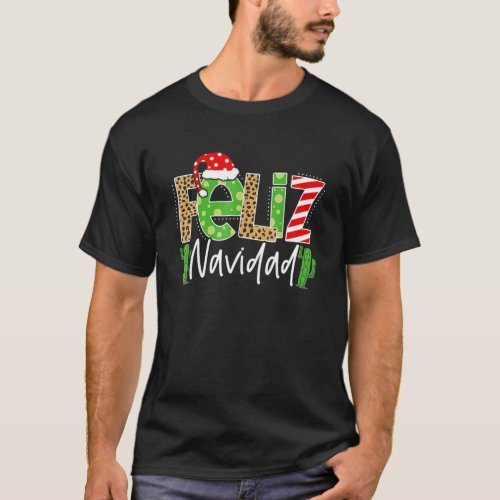 Feliz Navidad Cactus Spanish Christmas Matching Pa T_Shirt