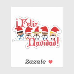 Feliz Navidad Caroling Children Christmas Sticker