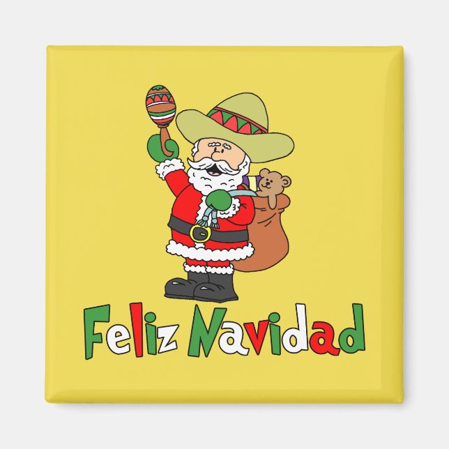 Feliz Navidad Cartoon Santa Magnet (Front)