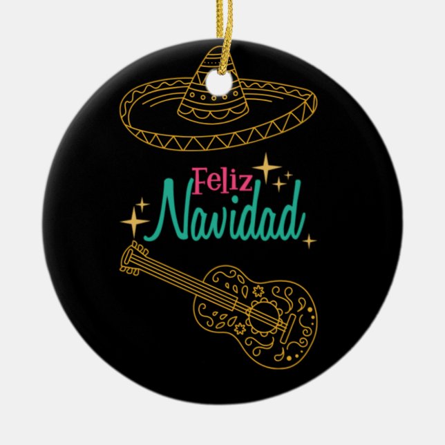 feliz navidad ceramic ornament (Front)