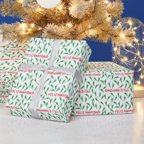 Feliz Navidad Chile Pepper Pattern Wrapping Paper