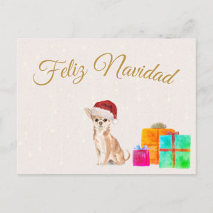 Feliz Navidad Christmas Chihuahua Dog Merry Bright Postcard