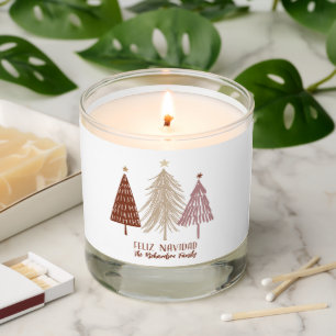 Feliz Navidad Christmas Elegant Trees Custom Name Scented Candle
