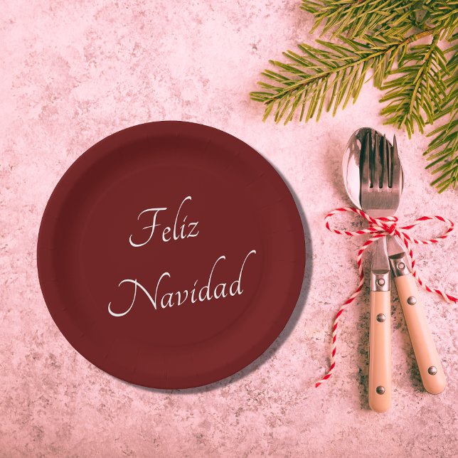Feliz Navidad Christmas Fiesta Red Paper Plates (Creator Uploaded)