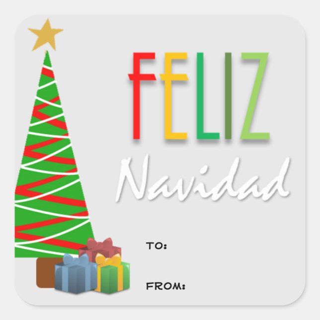Feliz Navidad Christmas Gift Stickers (Front)