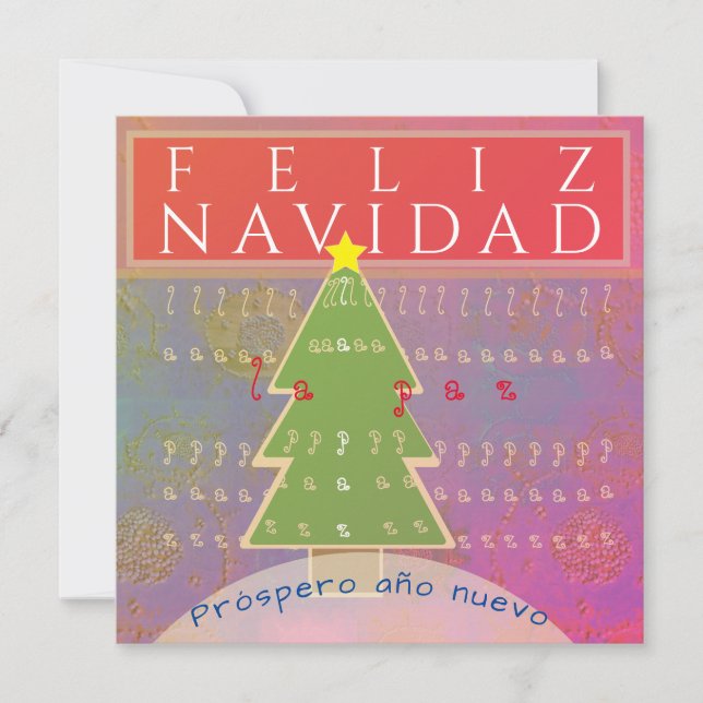 "Feliz Navidad" Christmas Greeting Flat Card (Front)