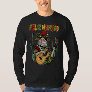 Feliz Navidad  Christmas Mexican Santa Sombrero Xm T-Shirt
