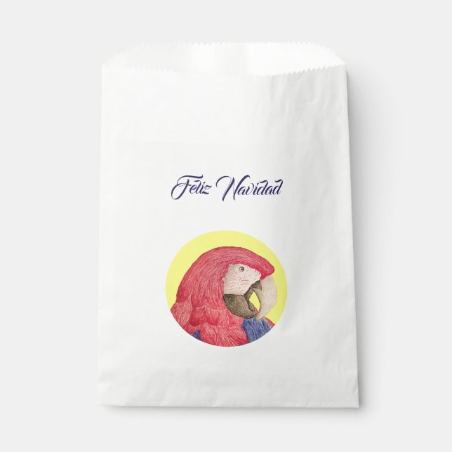 Feliz Navidad Christmas Parrot  Favor Bag (Front)