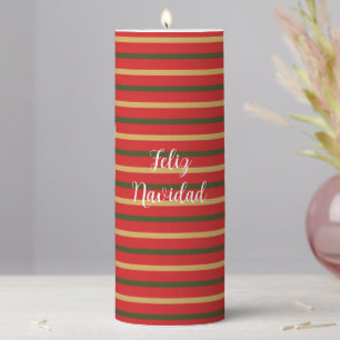 Feliz Navidad Christmas Pillar Candle