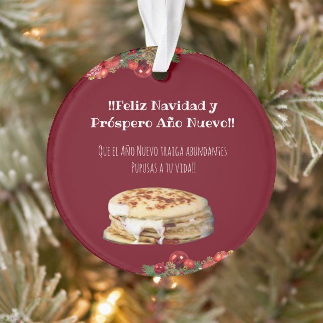 Feliz Navidad Christmas to el Comelón de Pupusas Ornament (Tree)