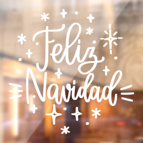 Feliz Navidad Christmas Window Cling in Spanish