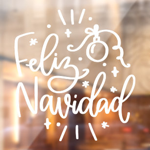Feliz Navidad, Christmas Window Cling in Spanish