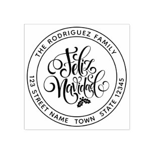 Feliz Navidad Circular Rubber Stamp
