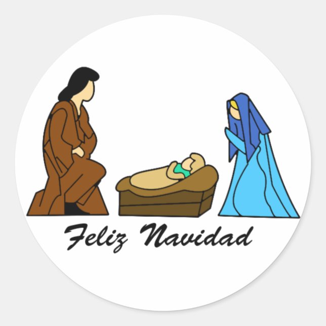Feliz Navidad Classic Round Sticker (Front)