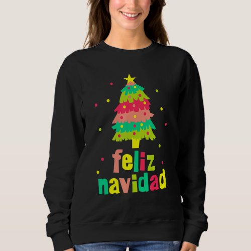 Feliz Navidad Colorful Xmas Tree Spanish Christmas Sweatshirt