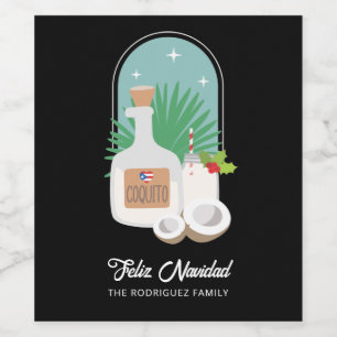 Feliz Navidad Coquito Food and Beverage Label Set