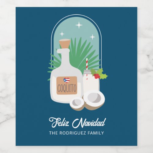 Feliz Navidad Coquito Food and Beverage Label Set