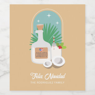 Feliz Navidad Coquito Food and Beverage Label Set