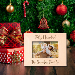Feliz Navidad & Custom Family Name Engraved Frames