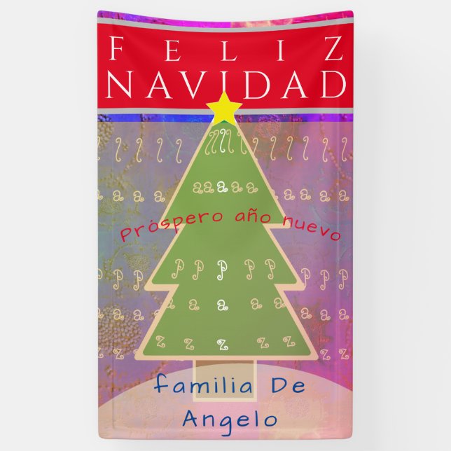 "Feliz Navidad" Custom Name&Message Banner (Vertical)