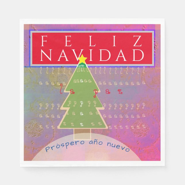 "Feliz Navidad" Custom Short Message Christmas Napkins (Front)