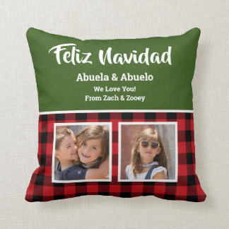 Feliz Navidad Customizable 2 Photo Throw Pillow