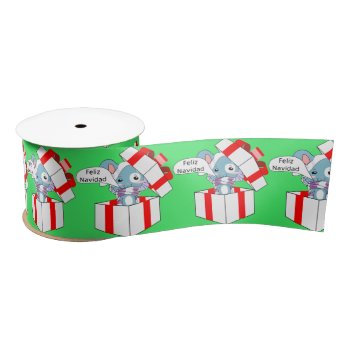 Feliz Navidad Cute Bunny In Red White Gift Box Satin Ribbon by vicesandverses at Zazzle