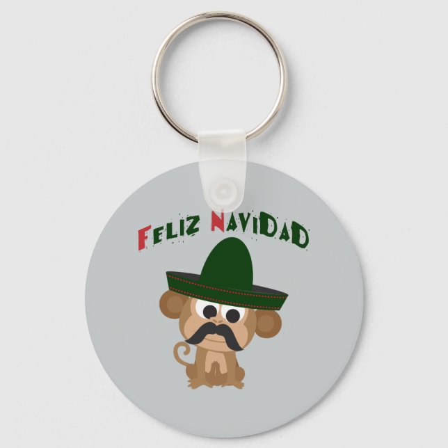 Feliz Navidad! Cute monkey Keychain (Front)