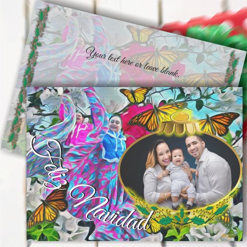 Feliz Navidad Dancing Butterflies PV01 Holiday Card