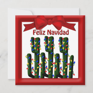 Feliz Navidad Desert Christmas Cactus Greeting Holiday Card