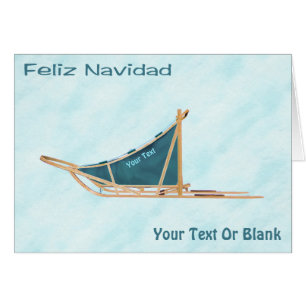Feliz Navidad - Dog Sled On Snow Cards