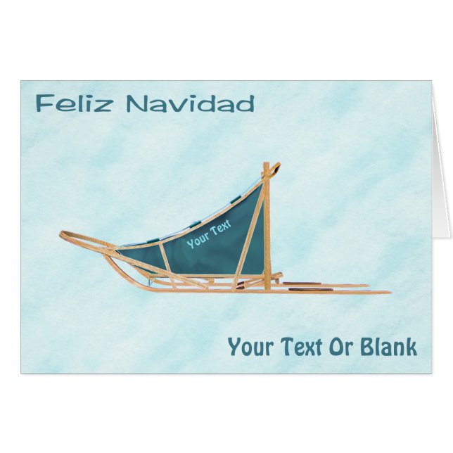 Feliz Navidad - Dog Sled On Snow Cards (Front Horizontal)