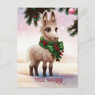 Feliz Navidad Donkey Christmas Holiday Postcard