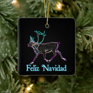 Feliz Navidad - Electric Caribou Ceramic Ornament