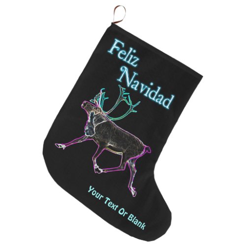 Feliz Navidad _ Electric Caribou Large Christmas Stocking