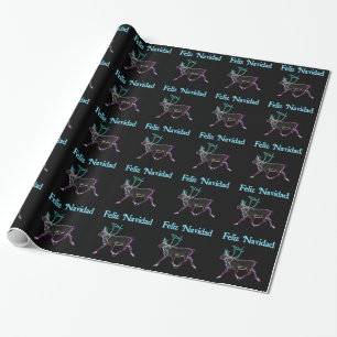 Feliz Navidad - Electric Caribou Wrapping Paper