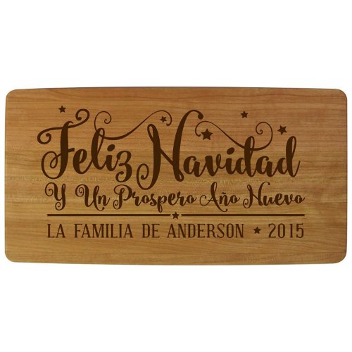 Feliz Navidad Family Name and Date Cutting Board