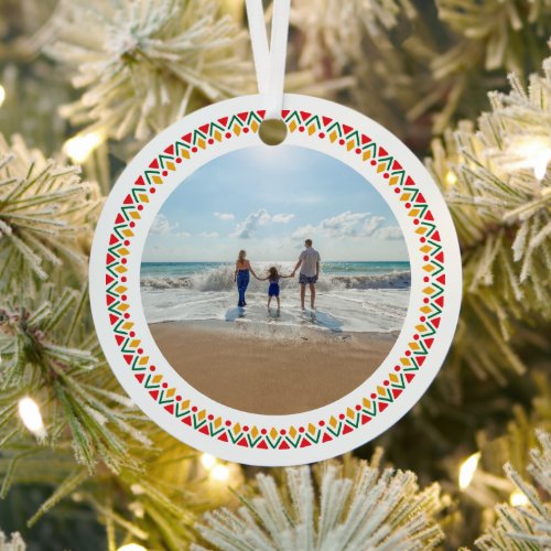 Feliz Navidad Family Photo Metal Ornament