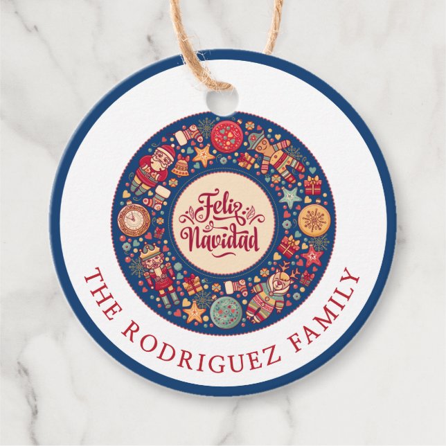 Feliz Navidad Favor Tags (Front)