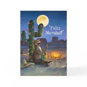 Feliz Navidad Festive Funny Cat Christmas Holiday Card