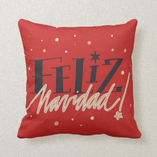 Feliz Navidad Festive Holiday Throw Pillow