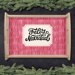Feliz Navidad Festive Pink Serving Tray 