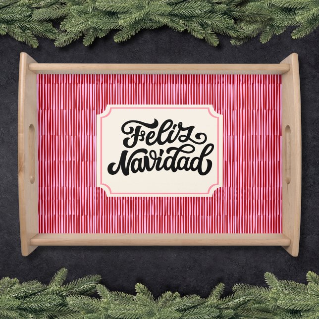 Feliz Navidad Festive Pink Serving Tray  (Feliz Navidad Festive Pink Serving Tray )