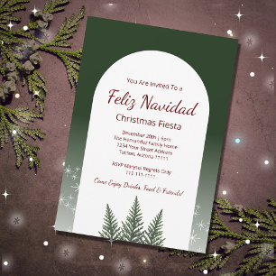 Feliz Navidad Fiesta Christmas Evergreens Holiday Invitation