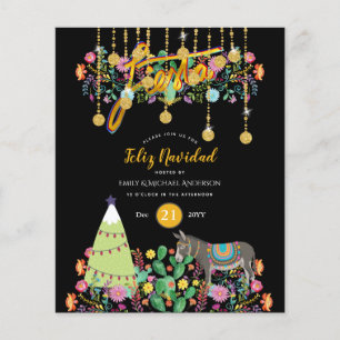 Feliz Navidad Fiesta Invitation Folk Flowers Burro
